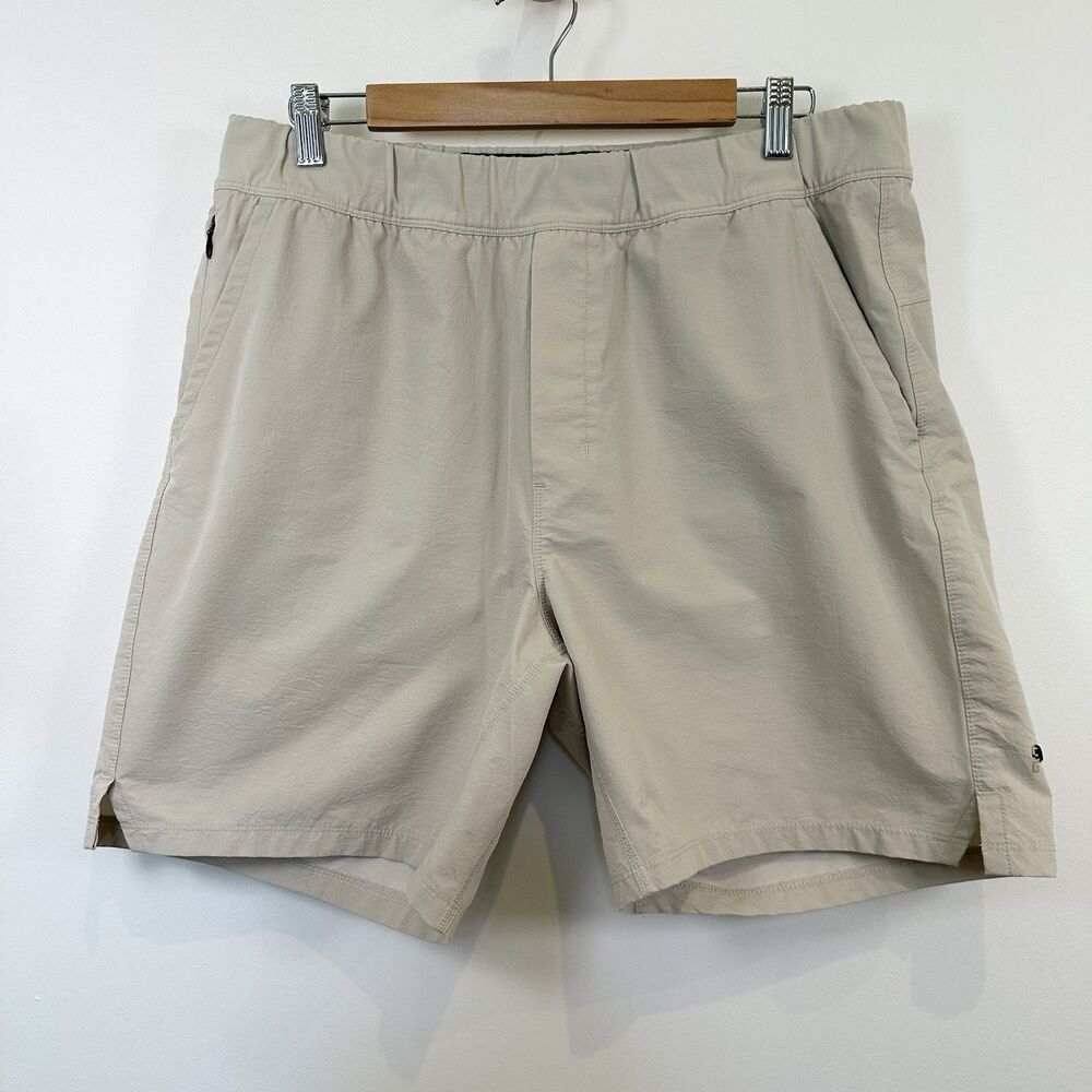 Public Rec Shorts Men 38 Beige Tan Pull On Gym Running Stretch Flex Shorts